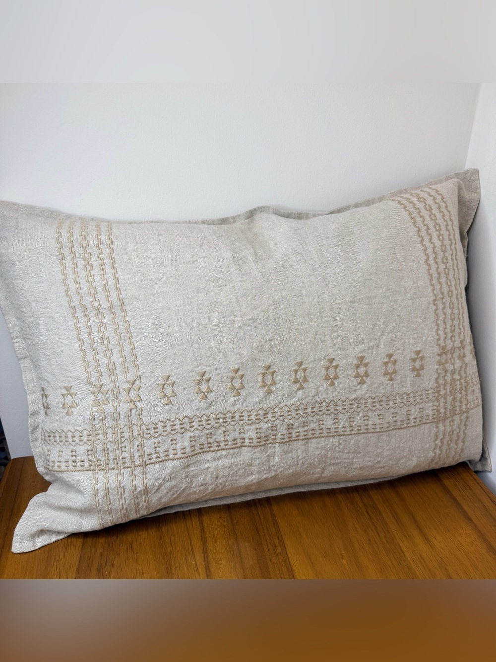 Ib Laursen Danish Embroidered Lumbar Pillow 40x60cm Feather Insert Nordic Norlii